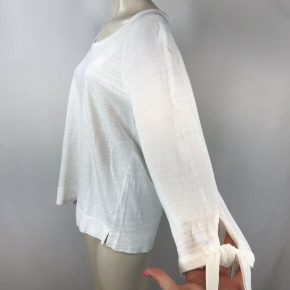 LOFT - WOMEN'S MEDIUM - WHITE LONG SLEEVE ROUND NECK CASUAL TOP SHIRT - Picture 4 of 7